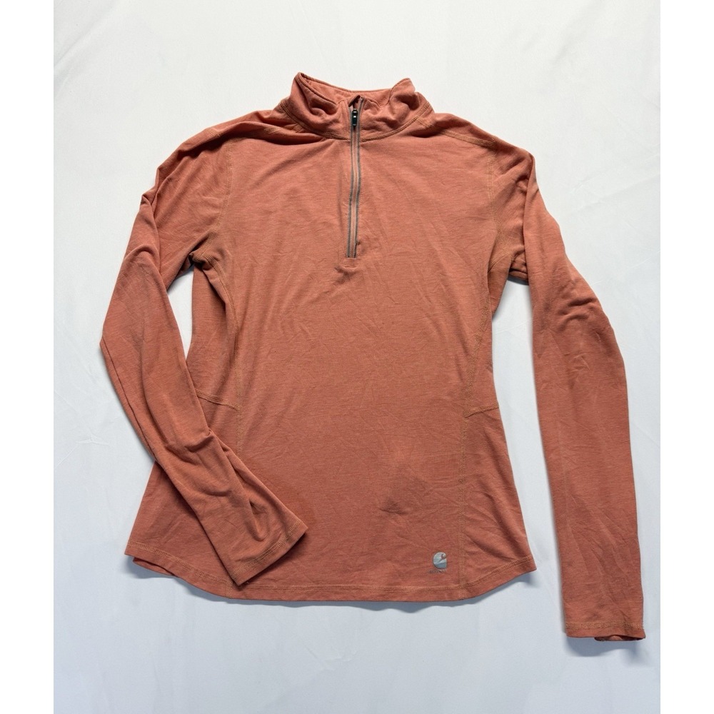 Carhartt Force Shirt Womens XS orange Quarter Zip Pullover Long Sleeve